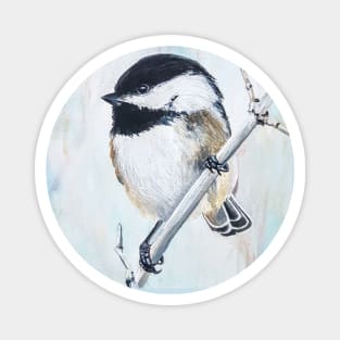 Chickadee on a Cold Spring Day painting Magnet